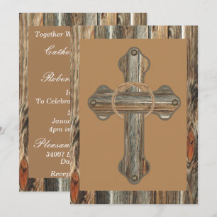 Barnwood-Kreuz mit Ropes und Conchos Einladung