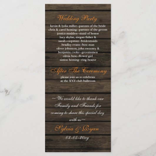 Barnwood-Krüge, Herbstlaub-Programme Programm (Rückseite)