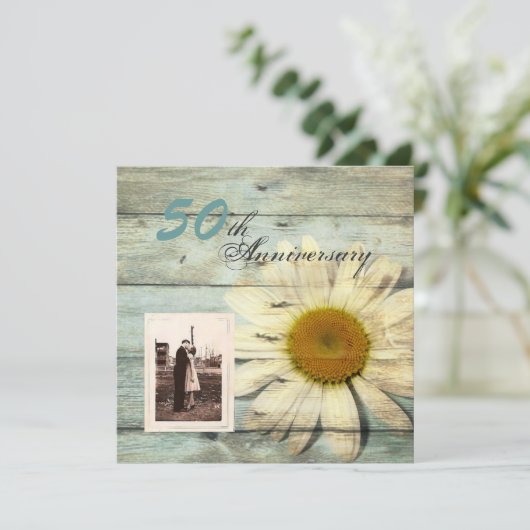 Barnwood Land Tag 50. Hochzeit Einladung (Stehend Vorderseite)