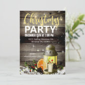 Barnwood & Lantern Weihnachts-Einladung Einladung (Stehend Vorderseite)
