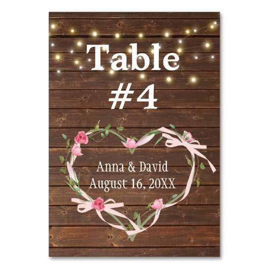 Barnwood Light String Tischnummer (Rückseite)