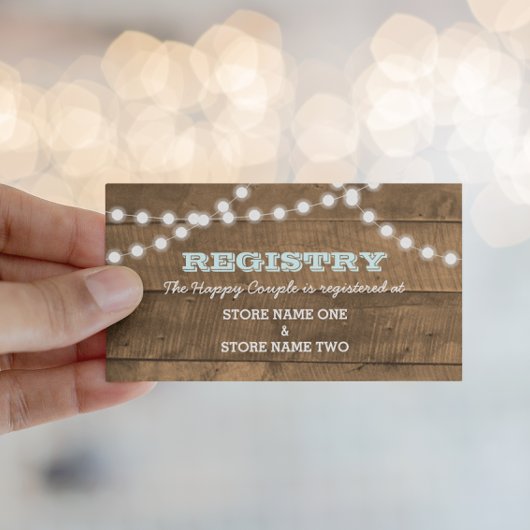 Barnwood Lights Aqua Bridal Wedding Registry Begleitkarte