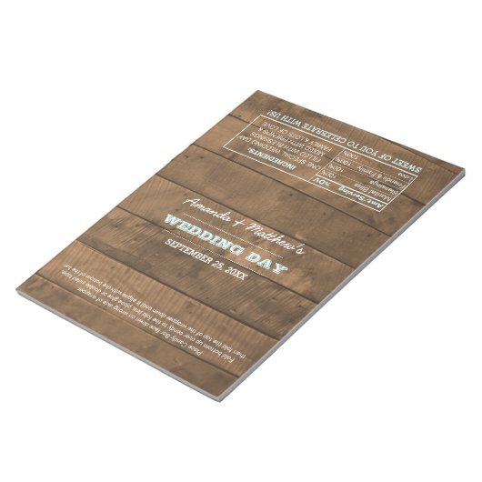 Barnwood Lights Aqua Gastgeschenk Hochzeit Candy W Notizblock (angewinkelt)