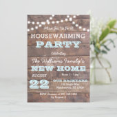 Barnwood Lights Aqua Housewarming Einladung (Stehend Vorderseite)