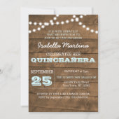 Barnwood Lights Aqua Quinceañera Einladung (Vorderseite)