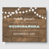 Barnwood Lights Aqua Quinceñera Gästebuch (Vorderseite)