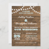 Barnwood Lights Aqua Wedding Einladung (Vorderseite)
