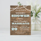 Barnwood Lights Aqua Wedding Party - Einladung (Stehend Vorderseite)