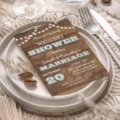 Barnwood Lights Aqua Wedding Party - Einladung