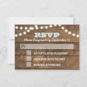 Barnwood Lights Aqua Wedding RSVP Card (Vorderseite)