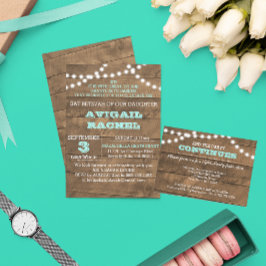 Barnwood Lights Aquamarin B"H Bat Mitzvah Einladun Einladung