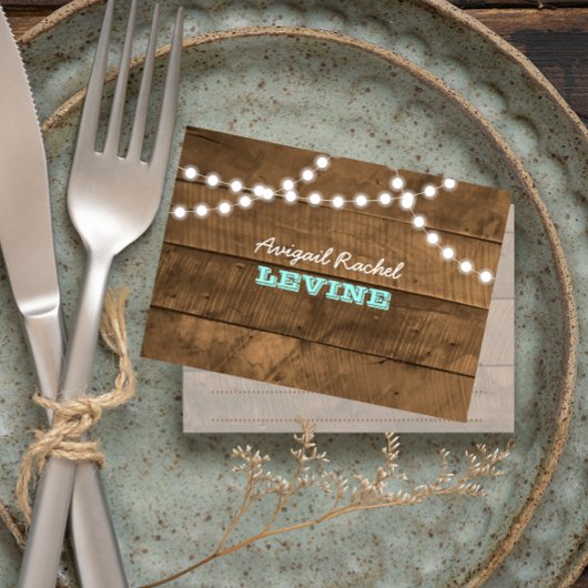 Barnwood Lights Aquamarin Bat Mitzvah Note Card Mitteilungskarte