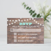 Barnwood Lights Aquamarin Bat Mitzvah RSVP Karte (Stehend Vorderseite)