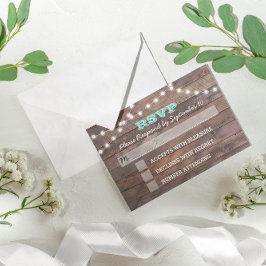 Barnwood Lights Aquamarin Bat Mitzvah RSVP Karte