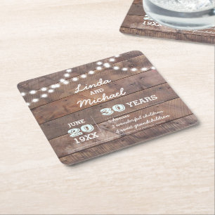Barnwood Lights Diamond Personalisierter Jahrestag Rechteckiger Pappuntersetzer