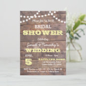 Barnwood Lights Gelbes Brautparty Einladung (Stehend Vorderseite)