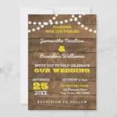 Barnwood Lights Gold Wedding Einladung (Vorderseite)