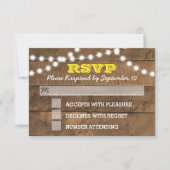 Barnwood Lights Gold Wedding RSVP Card Karte (Vorderseite)