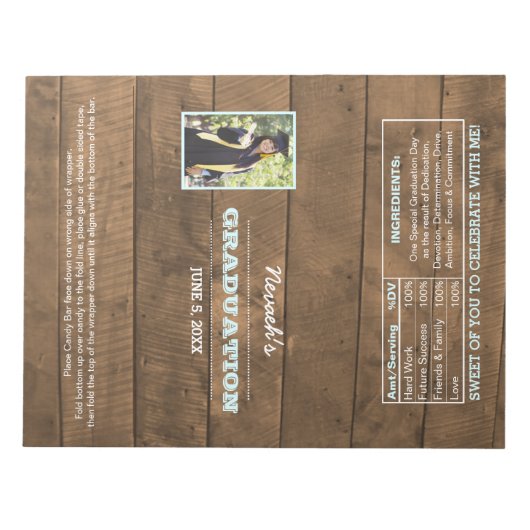 Barnwood Lights Graduation Favor Candy Wrappers Notizblock (Vorderseite)