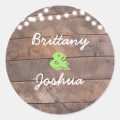 Barnwood Lights Grün Personalisiert Runder Aufkleber (Vorderseite)