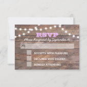 Barnwood Lights Lilac Bat Mitzvah RSVP Karte (Vorderseite)