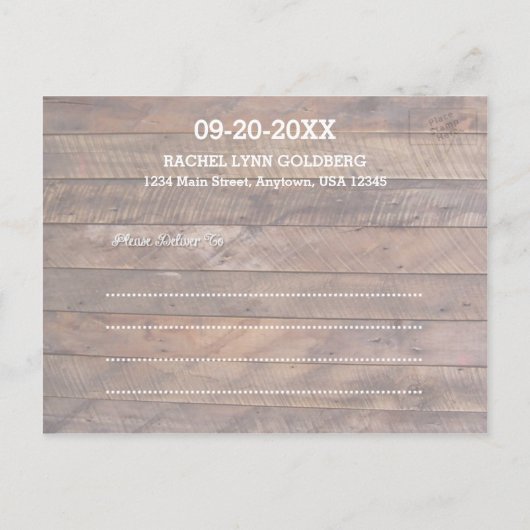 Barnwood Lights Lilac Bat Mitzvah Save the Date Ankündigungspostkarte (Rückseite)