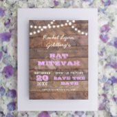 Barnwood Lights Lilac Bat Mitzvah Save the Date Ankündigungspostkarte