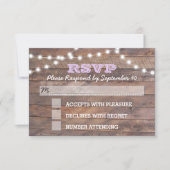 Barnwood Lights Lilac Wedding RSVP Card (Vorderseite)