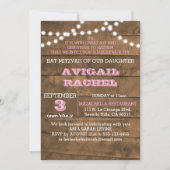 Barnwood Lights Pink B"H Bat Mitzvah Einladung (Vorderseite)