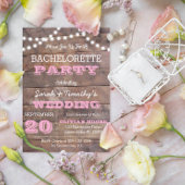 Barnwood Lights Pink Bachelorette Einladung