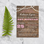 Barnwood Lights Pink Bat Mitzvah Custom Einladung<br><div class="desc">Diese lässigen,  schicken Einladungen sind perfekt für jede Bat Mitzvah Feier. Jede Textzeile ist vollständig anpassbar,  um genau zu sagen,  was Sie gewollt haben!</div>
