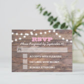 Barnwood Lights Pink Bat Mitzvah RSVP Karte (Stehend Vorderseite)
