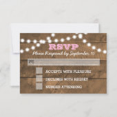 Barnwood Lights Pink Bat Mitzvah RSVP Karte (Vorderseite)