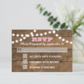 Barnwood Lights Pink Bat Mitzvah RSVP Karte (Stehend Vorderseite)
