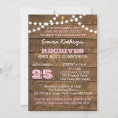 Barnwood Lights Pink Erste Kommune Einladung (Vorderseite)