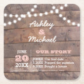 Barnwood Lights Pink Personalisierte Hochzeit Rechteckiger Pappuntersetzer (Vorderseite)