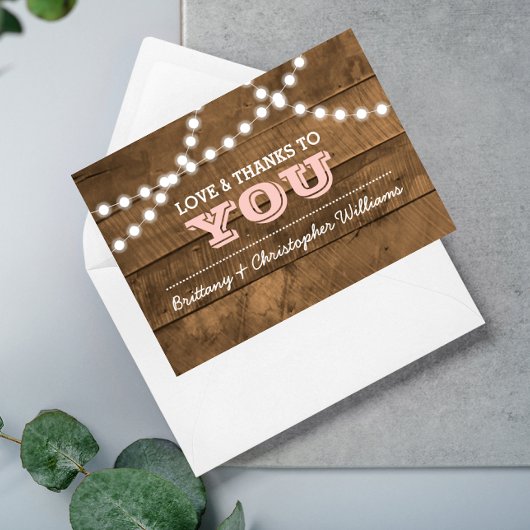Barnwood Lights Pink Wedding Vielen Dank