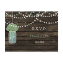Barnwood-Mason-Glas Salbei Hochzeit RSVP