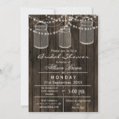 Barnwood-Mason Jar rustikales Brautparty Einladung (Vorderseite)