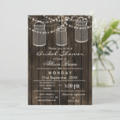 Barnwood-Mason Jar rustikales Brautparty Einladung (Stehend Vorderseite)