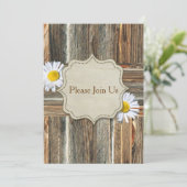 Barnwood mit Daiseys Einladungsvorlage Einladung (Stehend Vorderseite)