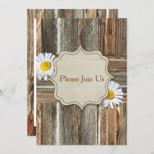 Barnwood mit Daiseys Einladungsvorlage Einladung (Vorne/Hinten)