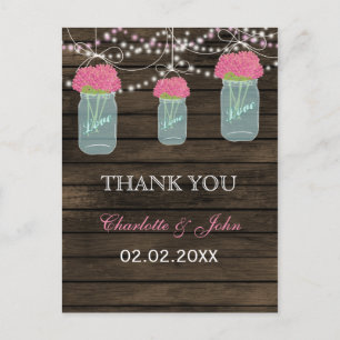 Barnwood rosa Blume Mason Gläser Danke für Ihre An Postkarte