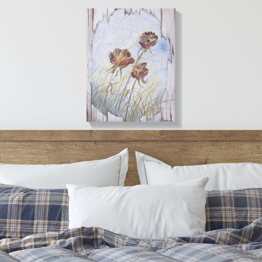 Barnwood Roses Leinwanddruck (Insitu (Schlafzimmer))