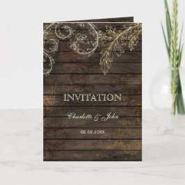 Barnwood, Rustic blüh Hochzeit lädt ein Einladung
