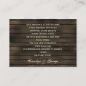 Barnwood Rustic geblüht Unterkunftskarten Begleitkarte (Rückseite)