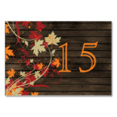 Barnwood Rustic, Herbstlaub Hochzeit Tischnummern (Rückseite)