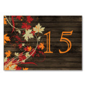 Barnwood Rustic, Herbstlaub Hochzeit Tischnummern (Vorderseite)