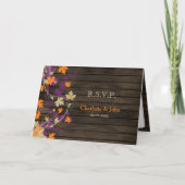 Barnwood Rustic Pflaume Herbstlaub Hochzeit RSVP Einladung (Vorderseite)