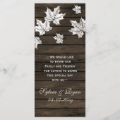 Barnwood Rustikale Hochzeit im Herbst Menükarte (Rückseite)